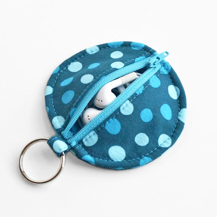 Round Zipper Pouch Sewing Pattern Circle Zip Earbud Pouch Sewing